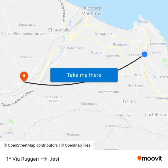 1^ Via Ruggeri to Jesi map