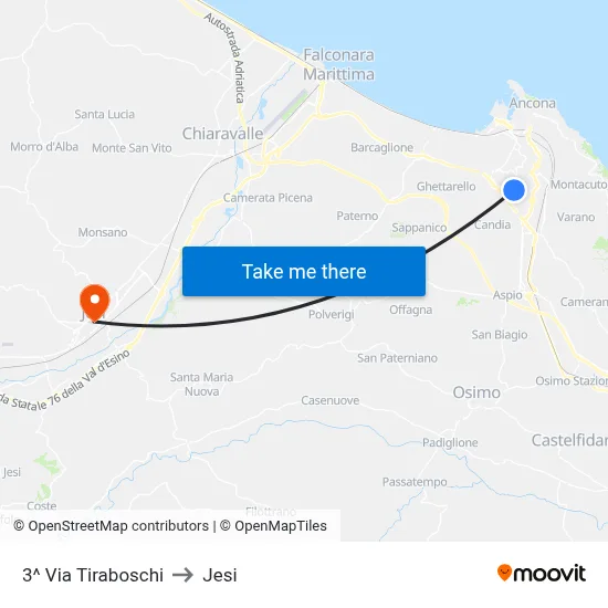 3rd Tiraboschi Street to Jesi map