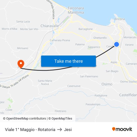 Viale 1° Maggio - Rotatoria to Jesi map