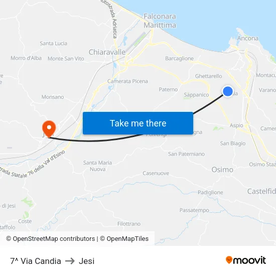 7^ Via Candia to Jesi map