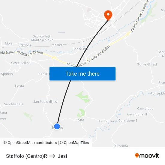 Staffolo (Centro)R to Jesi map
