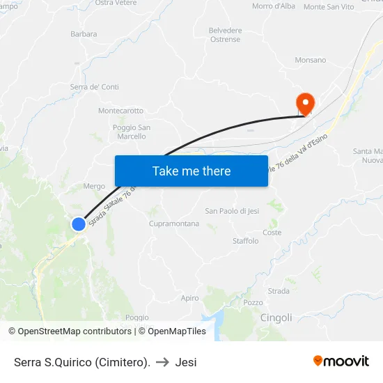 Serra S.Quirico (Cimitero). to Jesi map