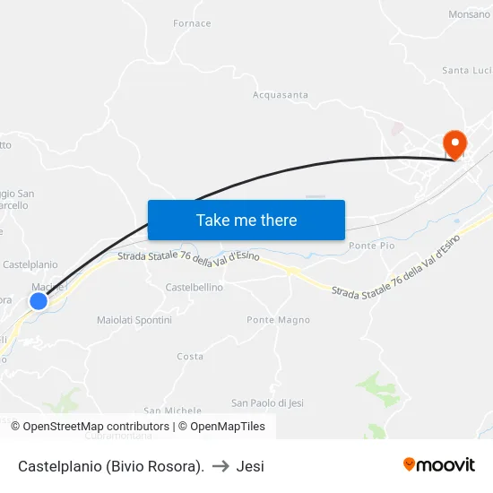 Castelplanio (Bivio Rosora). to Jesi map