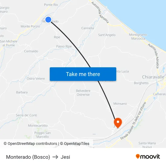 Monterado (Forest) to Jesi map