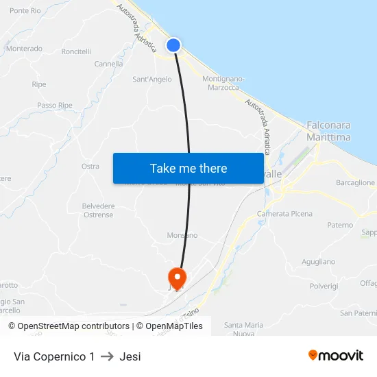 Via Copernico 1 to Jesi map