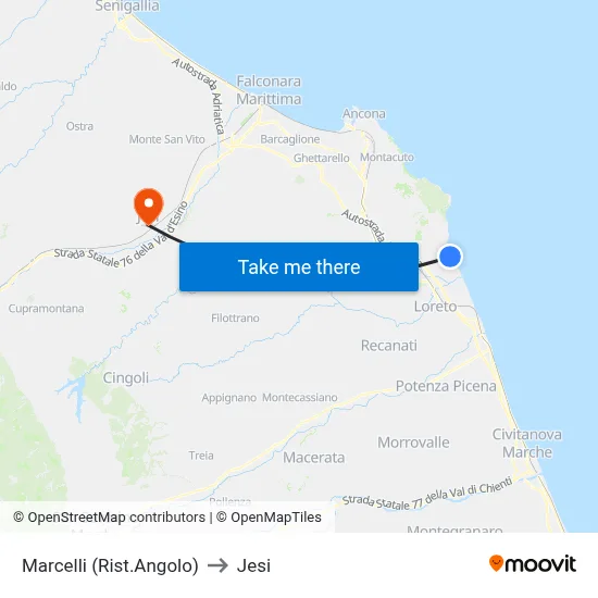 Marcelli (Restaurant Corner) to Jesi map