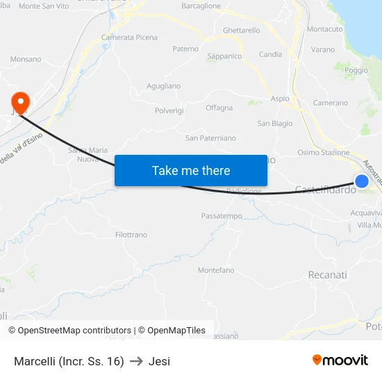 Marcelli (Incr. Ss. 16) to Jesi map