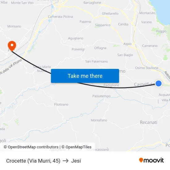 Crocette (Via Murri, 45) to Jesi map