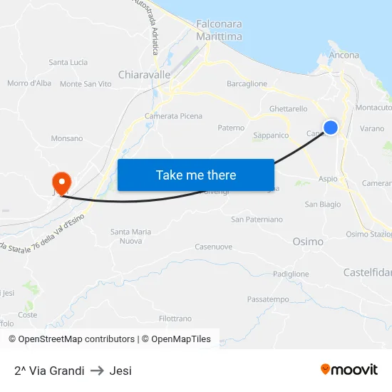 2^ Via Grandi to Jesi map