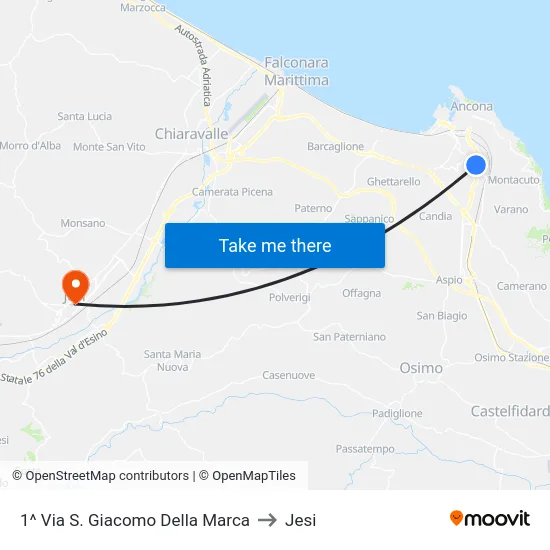 1^ Via S. Giacomo Della Marca to Jesi map