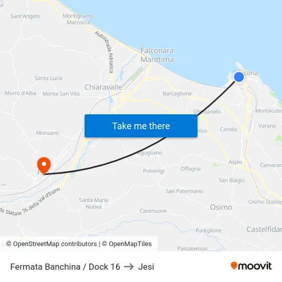 Fermata Banchina / Dock 16 to Jesi map