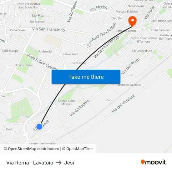 Via Roma - Washhouse to Jesi map