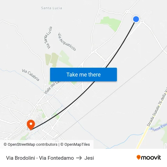 Via Brodolini - Via Fontedamo to Jesi map