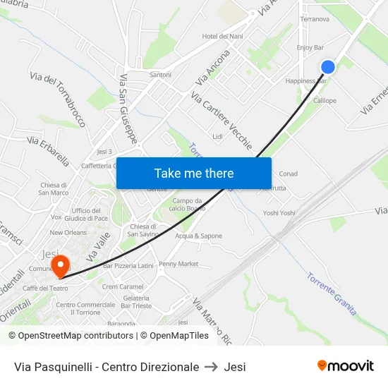 Pasquinelli Street - Business Center to Jesi map