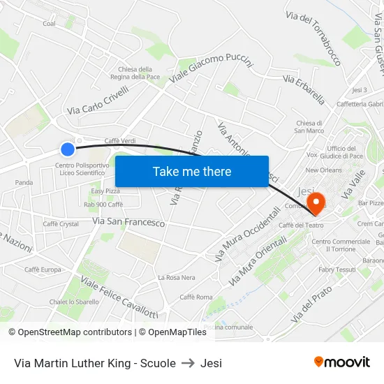 Martin Luther King Street - Schools to Jesi map