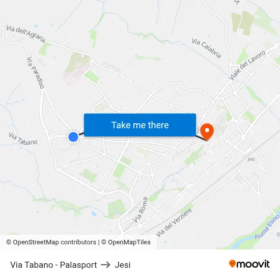 Tabano Street - Sports Hall to Jesi map