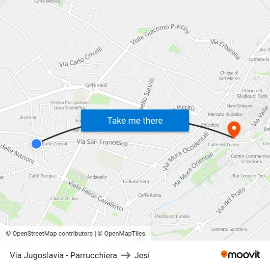Via Jugoslavia - Parrucchiera to Jesi map