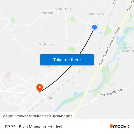 Provincial Road 76 - Monsano Junction to Jesi map