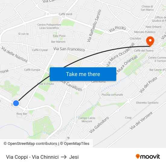 Via Coppi - Via Chinnici to Jesi map