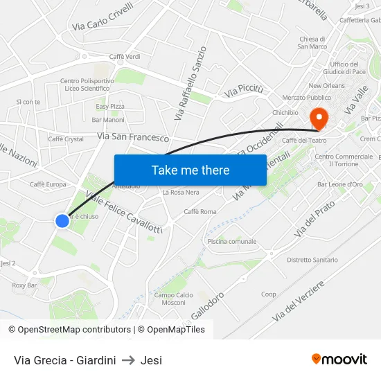 Greece Street - Gardens to Jesi map