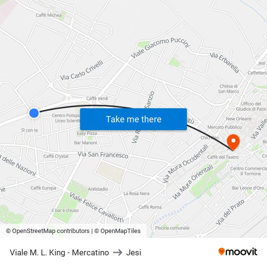 Viale M. L. King - Mercatino to Jesi map