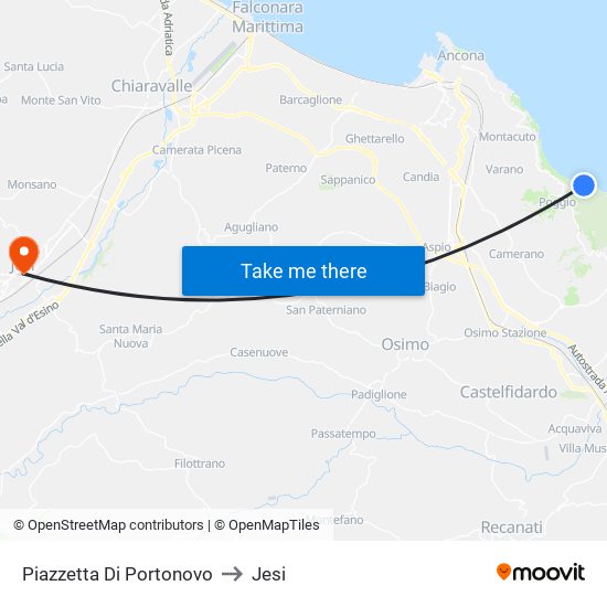 Piazzetta Di Portonovo to Jesi map