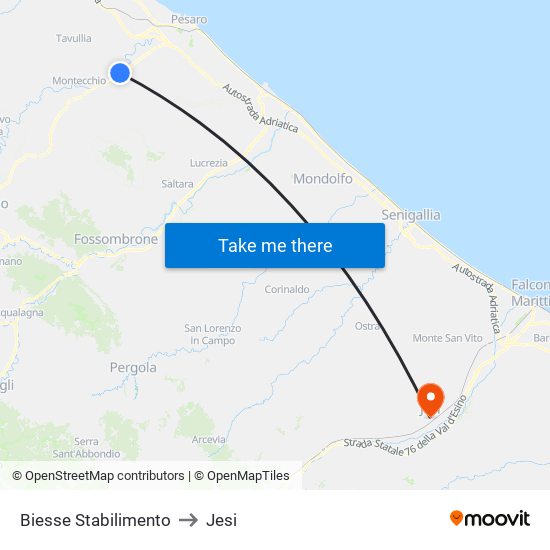 Biesse  Stabilimento to Jesi map