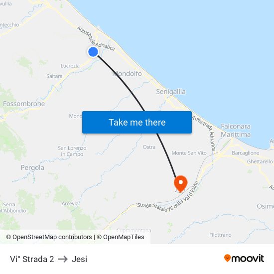 Vi° Strada 2 to Jesi map