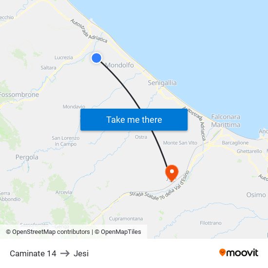 Caminate 14 to Jesi map