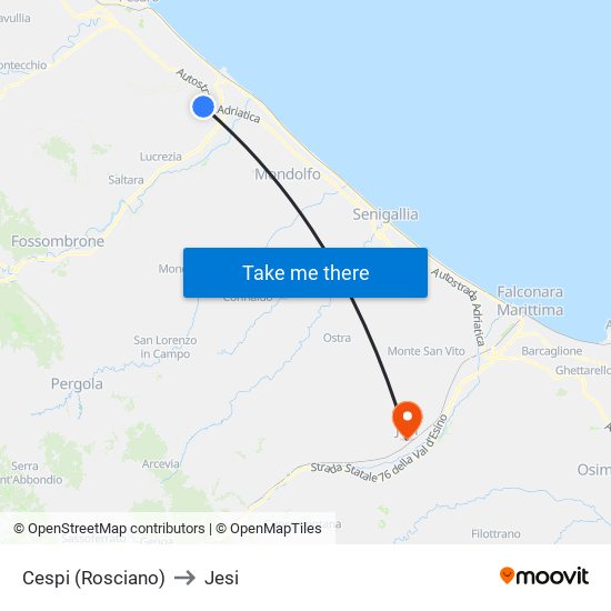 Cespi (Rosciano) to Jesi map