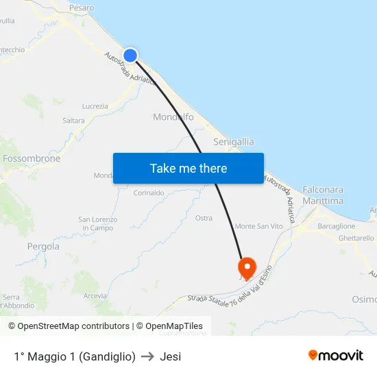 1st May 1 (Gandiglio) to Jesi map