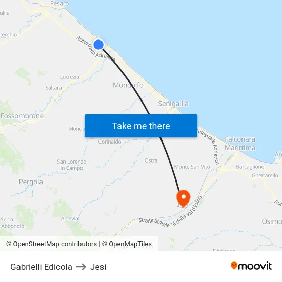 Gabrielli Edicola to Jesi map