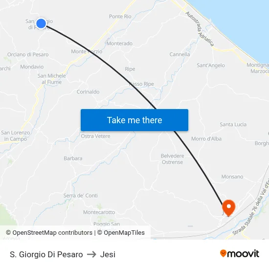 San Giorgio Di Pesaro to Jesi map