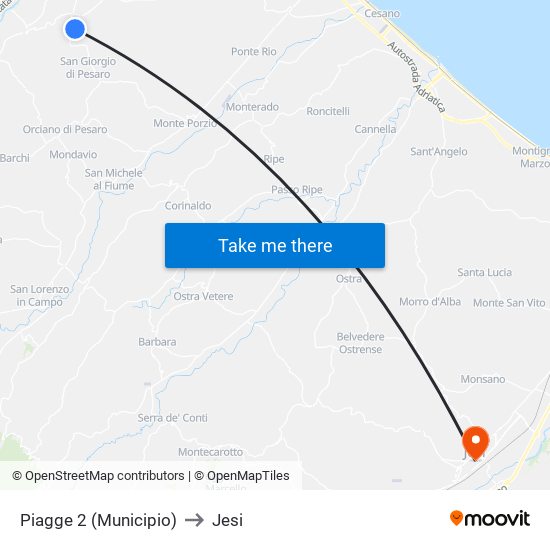 Piagge 2 (Municipio) to Jesi map