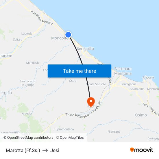 Marotta (Ff.Ss.) to Jesi map