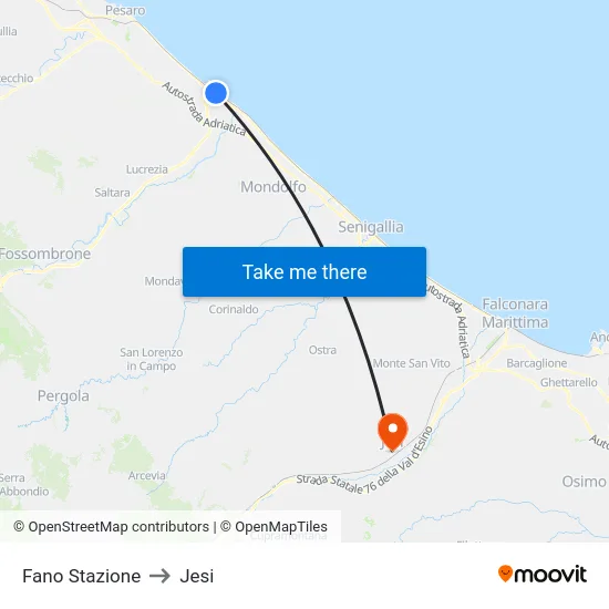 Fano Stazione to Jesi map