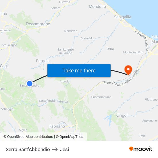 Serra Sant'Abbondio to Jesi map