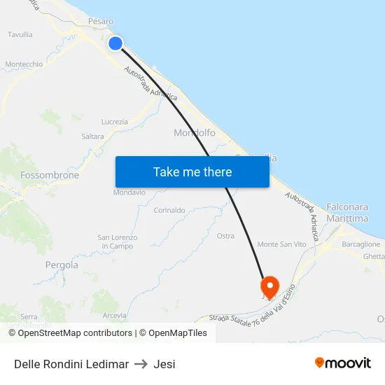 Delle Rondini Ledimar to Jesi map