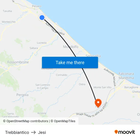 Trebbiantico to Jesi map