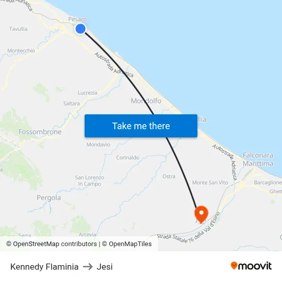 Kennedy Flaminia to Jesi map