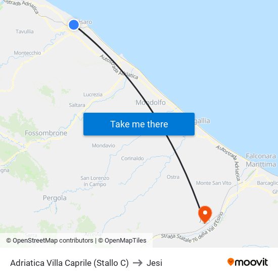 Adriatica Villa Caprile (Stallo C) to Jesi map
