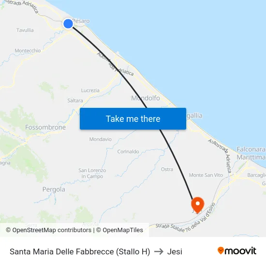 Santa Maria Delle Fabbrecce (Stallo H) to Jesi map
