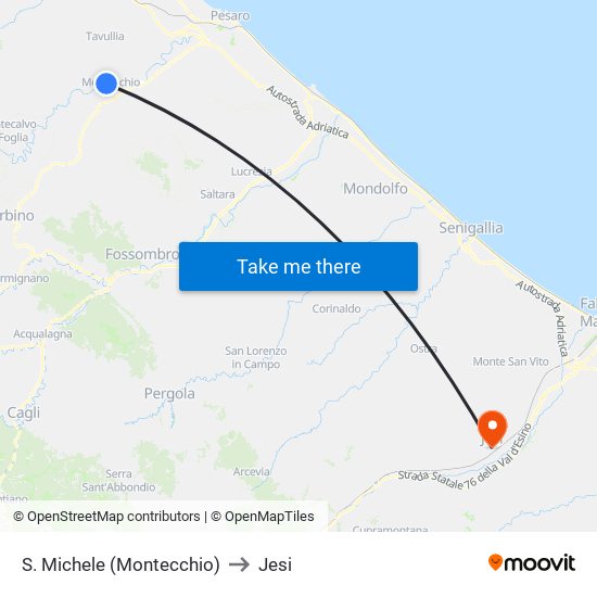 S. Michele (Montecchio) to Jesi map