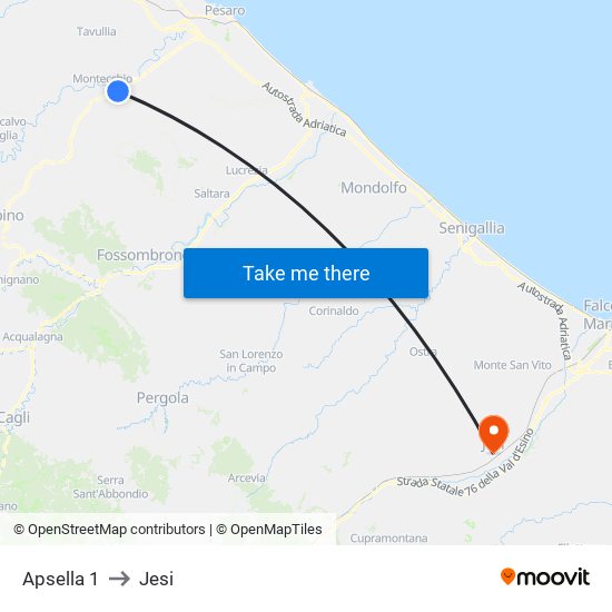 Apsella 1 to Jesi map