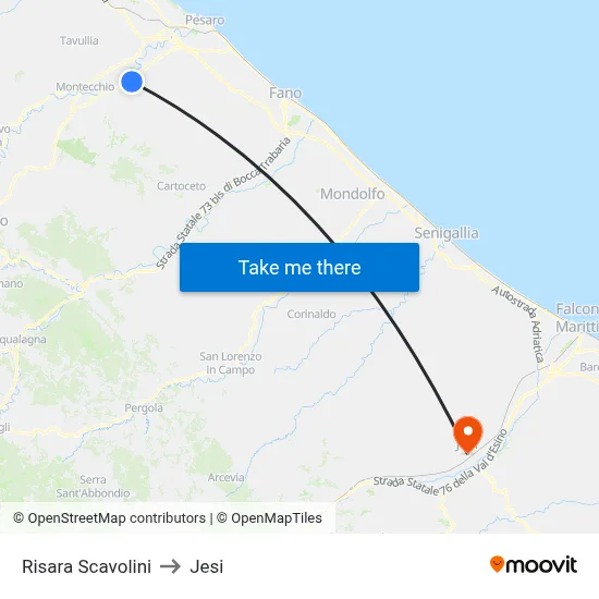 Risara Scavolini to Jesi map