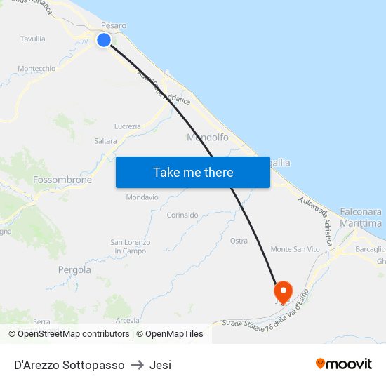 D'Arezzo Sottopasso to Jesi map