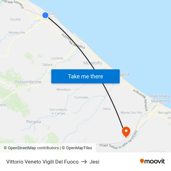 Vittorio Veneto Vigili Del Fuoco to Jesi map