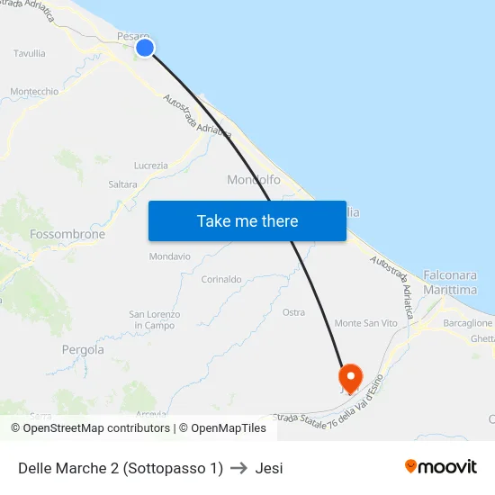 Delle Marche 2 (Sottopasso 1) to Jesi map