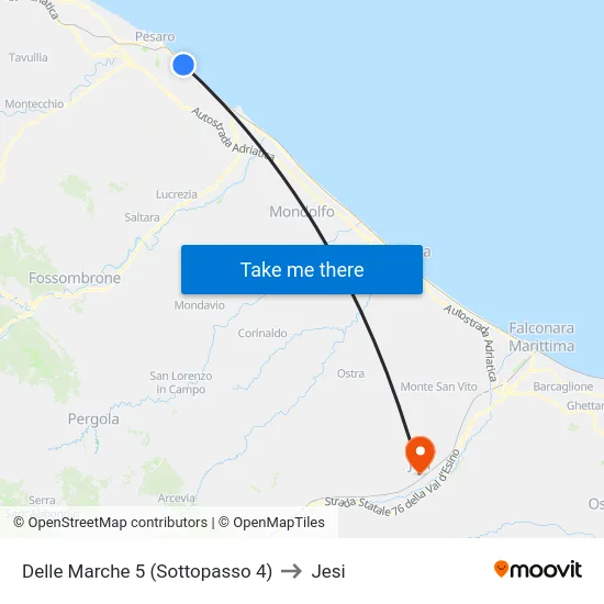Delle Marche 5 (Sottopasso 4) to Jesi map