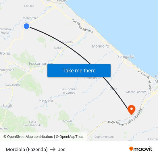 Morciola (Fazenda) to Jesi map